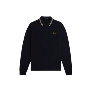 fpm3636-w53-long-sleeve-polo-with-double-trim-fred-perry-w53-navy-ecru-honeycomb